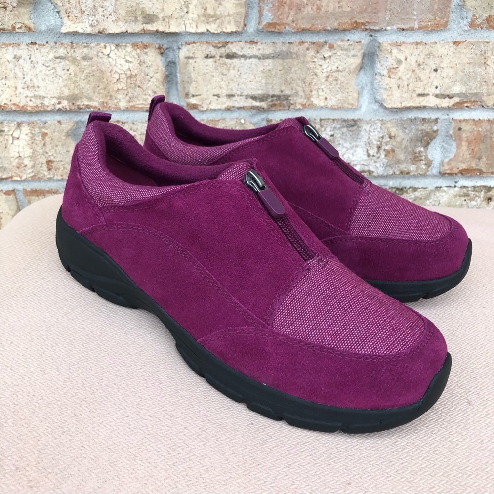 Lands’ End Women's All Weather Insulated Purple Suede Leather Zip Moc Shoes 11 - Picture 3 of 14
